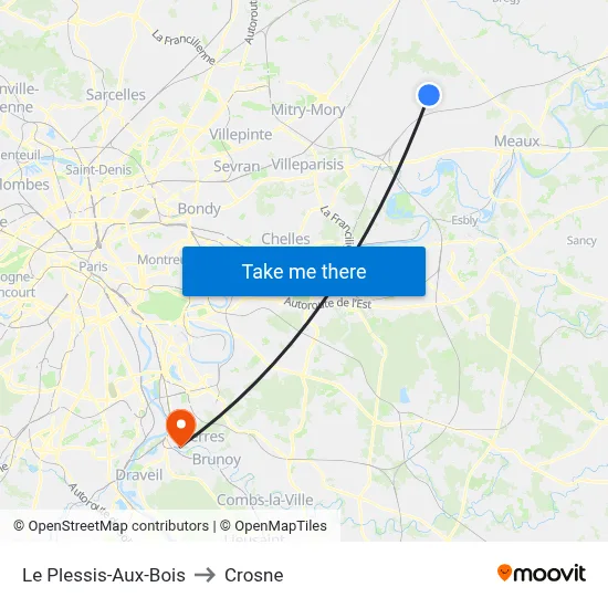 Le Plessis-Aux-Bois to Crosne map