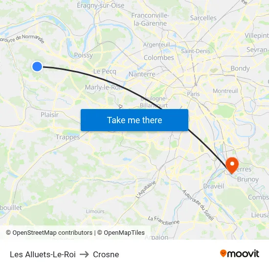 Les Alluets-Le-Roi to Crosne map
