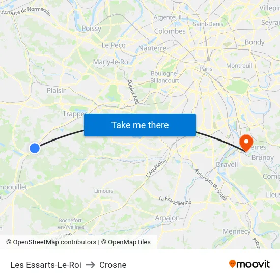 Les Essarts-Le-Roi to Crosne map