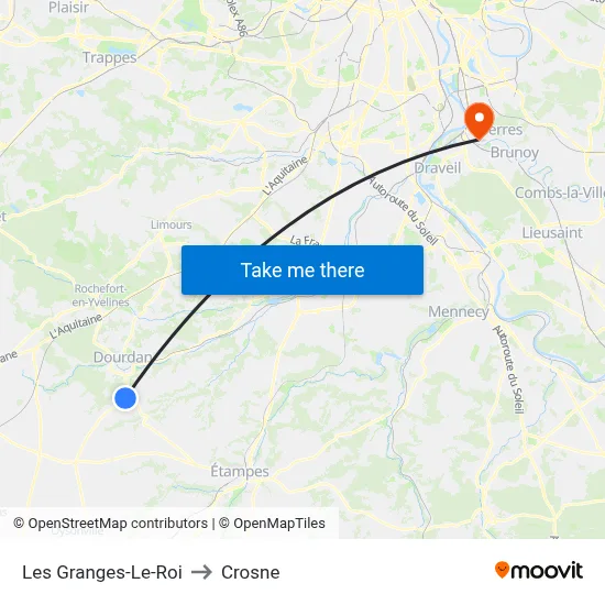 Les Granges-Le-Roi to Crosne map