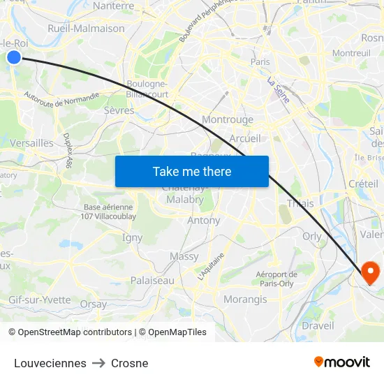 Louveciennes to Crosne map