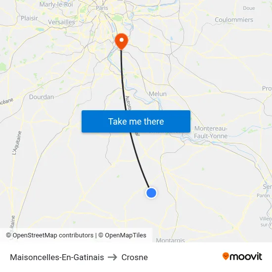 Maisoncelles-En-Gatinais to Crosne map