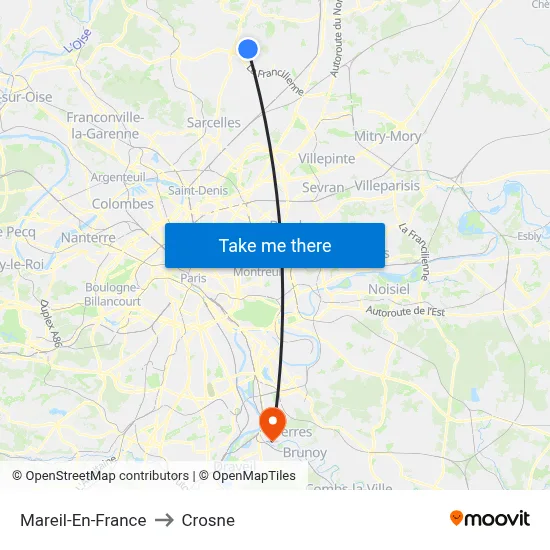 Mareil-En-France to Crosne map