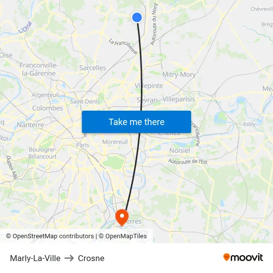 Marly-La-Ville to Crosne map