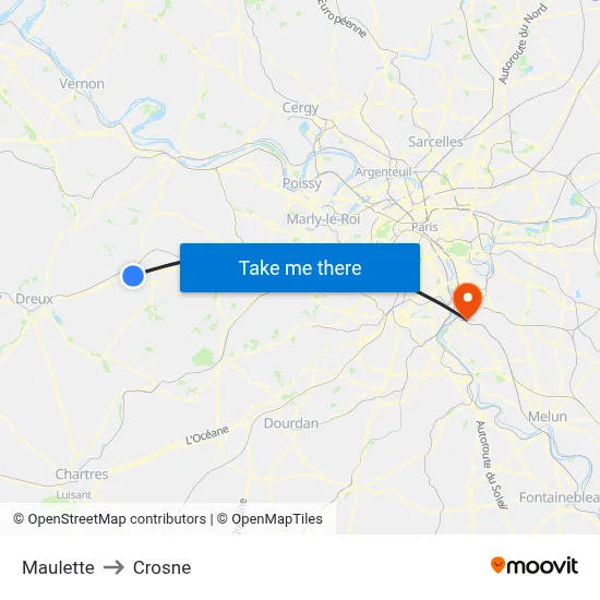 Maulette to Crosne map
