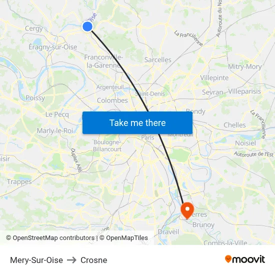 Mery-Sur-Oise to Crosne map