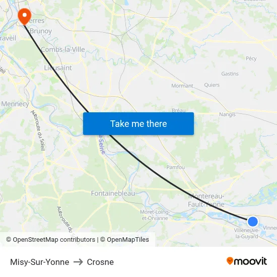 Misy-Sur-Yonne to Crosne map