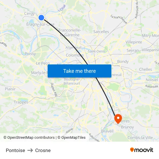 Pontoise to Crosne map