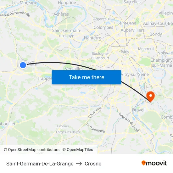Saint-Germain-De-La-Grange to Crosne map
