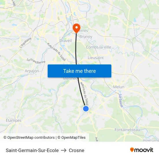 Saint-Germain-Sur-Ecole to Crosne map