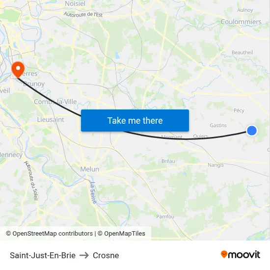 Saint-Just-En-Brie to Crosne map