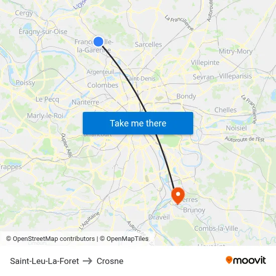 Saint-Leu-La-Foret to Crosne map