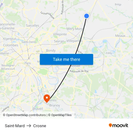 Saint-Mard to Crosne map