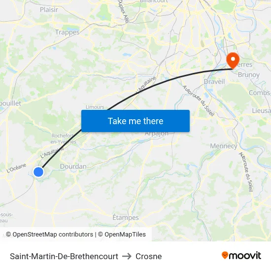 Saint-Martin-De-Brethencourt to Crosne map