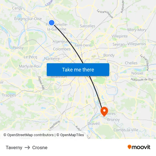 Taverny to Crosne map