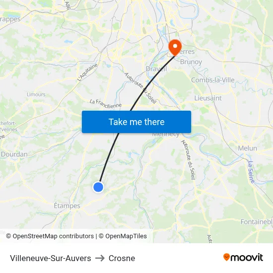 Villeneuve-Sur-Auvers to Crosne map