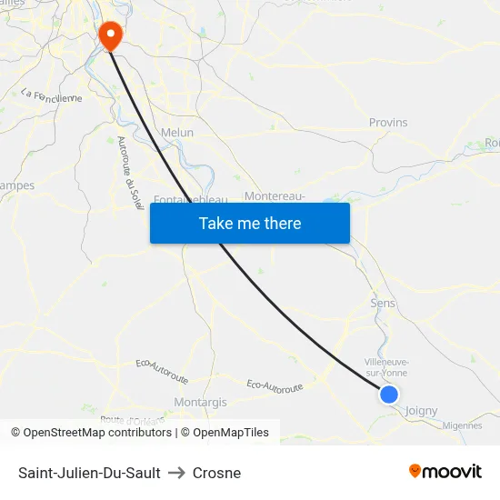 Saint-Julien-Du-Sault to Crosne map