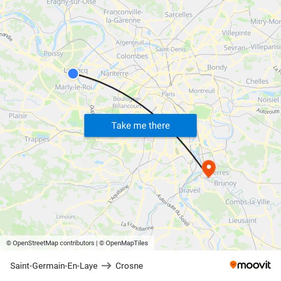 Saint-Germain-En-Laye to Crosne map