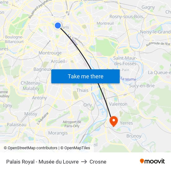 Palais Royal - Musée du Louvre to Crosne map