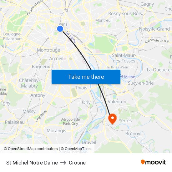St Michel Notre Dame to Crosne map