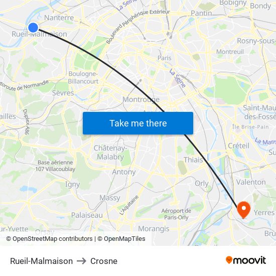 Rueil-Malmaison to Crosne map