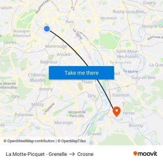 La Motte-Picquet - Grenelle to Crosne map
