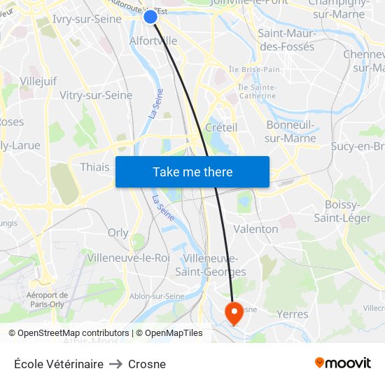 École Vétérinaire to Crosne map
