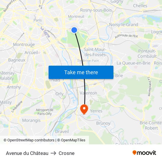 Avenue du Château to Crosne map