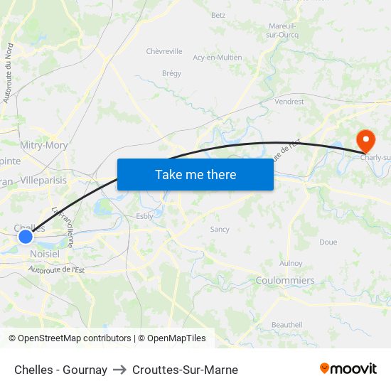 Chelles - Gournay to Crouttes-Sur-Marne map