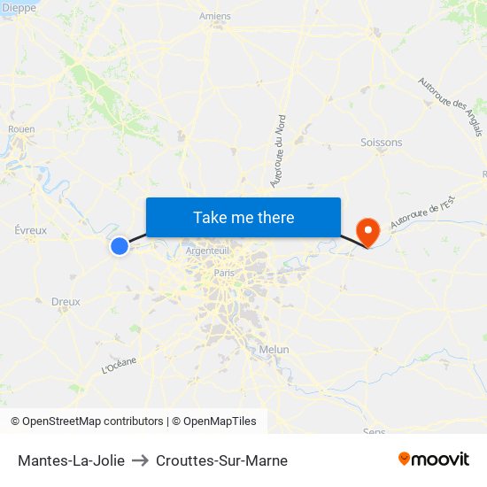 Mantes-La-Jolie to Crouttes-Sur-Marne map