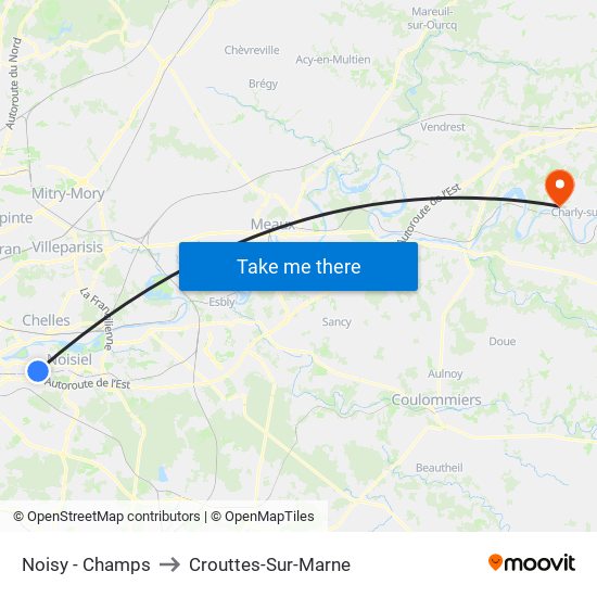 Noisy - Champs to Crouttes-Sur-Marne map