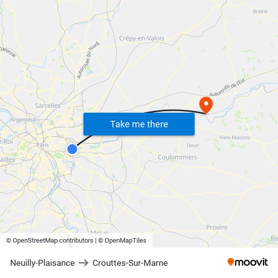 Neuilly-Plaisance to Crouttes-Sur-Marne map