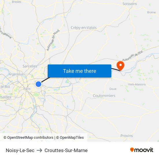 Noisy-Le-Sec to Crouttes-Sur-Marne map