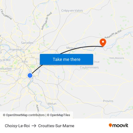 Choisy-Le-Roi to Crouttes-Sur-Marne map