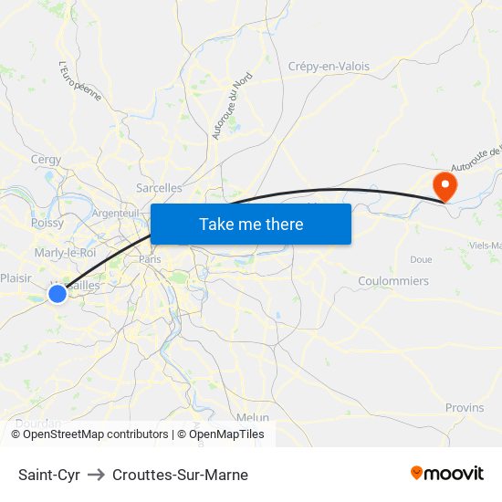 Saint-Cyr to Crouttes-Sur-Marne map
