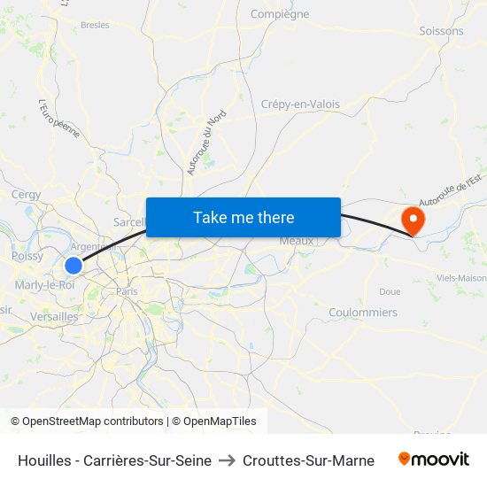 Houilles - Carrières-Sur-Seine to Crouttes-Sur-Marne map