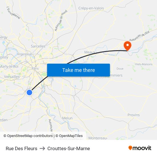 Rue Des Fleurs to Crouttes-Sur-Marne map