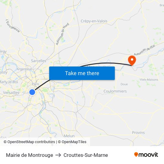 Mairie de Montrouge to Crouttes-Sur-Marne map