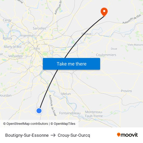 Boutigny-Sur-Essonne to Crouy-Sur-Ourcq map