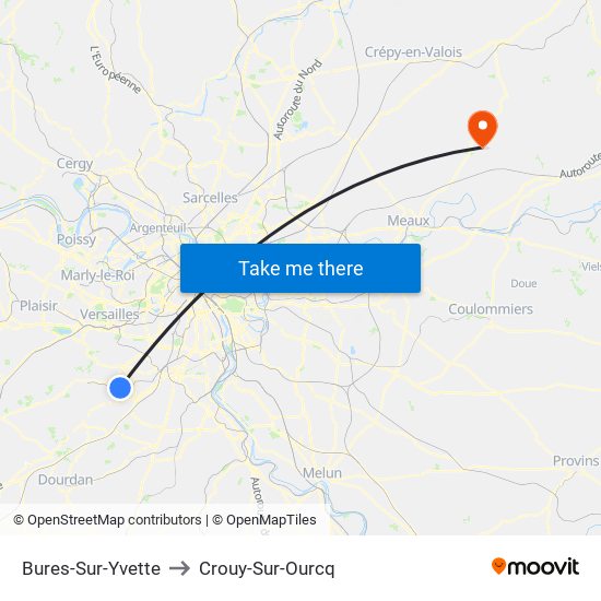 Bures-Sur-Yvette to Crouy-Sur-Ourcq map