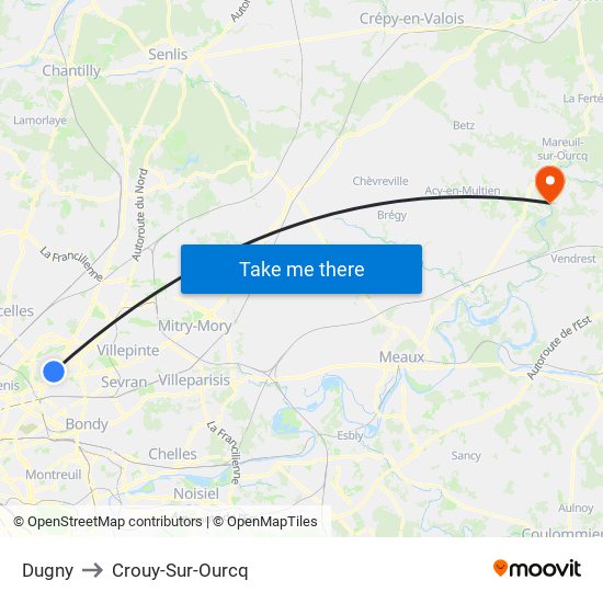 Dugny to Crouy-Sur-Ourcq map