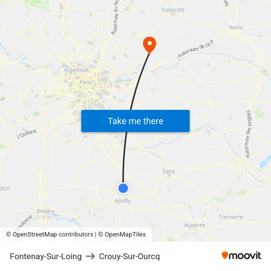 Fontenay-Sur-Loing to Crouy-Sur-Ourcq map