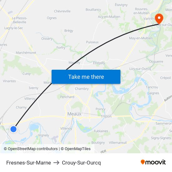 Fresnes-Sur-Marne to Crouy-Sur-Ourcq map