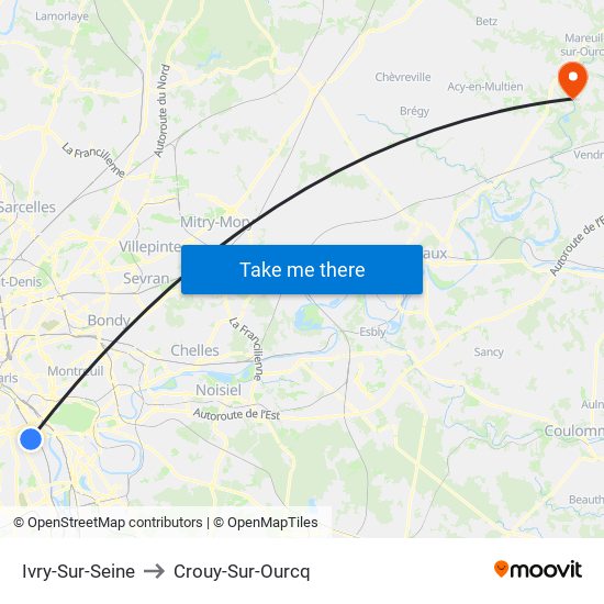 Ivry-Sur-Seine to Crouy-Sur-Ourcq map