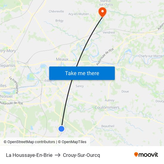 La Houssaye-En-Brie to Crouy-Sur-Ourcq map