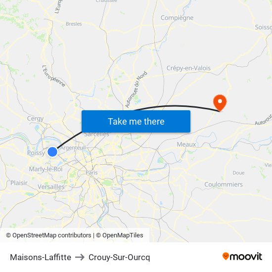 Maisons-Laffitte to Crouy-Sur-Ourcq map