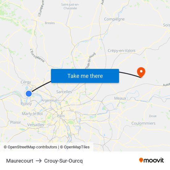 Maurecourt to Crouy-Sur-Ourcq map