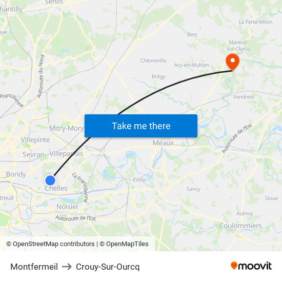 Montfermeil to Crouy-Sur-Ourcq map