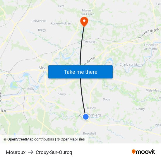 Mouroux to Crouy-Sur-Ourcq map