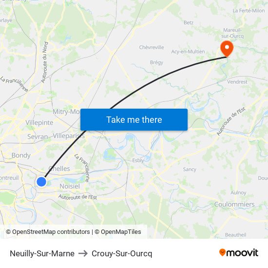 Neuilly-Sur-Marne to Crouy-Sur-Ourcq map